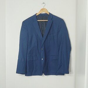 Orvieto Vintage Men's Navy Blue 100% Wool Lapel Collar Two Button Blazer Sz 48R